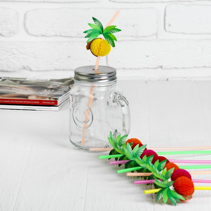 Трубочка для коктейля "Пальма" ( набор 12 шт), цвета МИКС