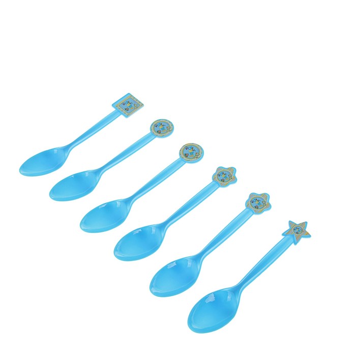 Набор пластиковых ложек "Бэби", (набор 6 шт), цвет голубой