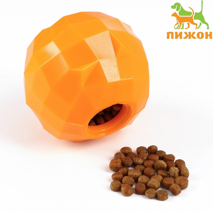 цена Игрушка для лакомств и сухого корма Апельсин, 7,5 см, оранжевая