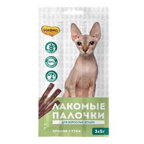 Лакомство "Мнямс" лакомые палочки для кошек с уткой и кроликом, 13,5 см, 3х5 г