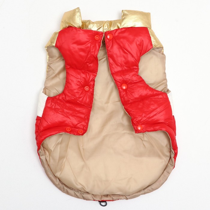 Куртка для собак с утяжкой размер 10 (ДС 25, ОГ 34,ОШ 24), золото-красная