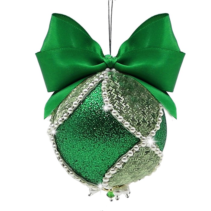 Новогодний шар из фоамирана, зелёно-серебряный