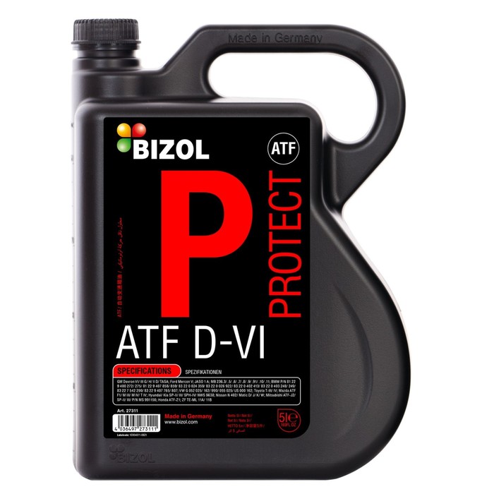 Масло трансмиссионное для АКПП BIZOL Protect ATF D-VI, НС-синтетическое, 5 л масло трансмиссионное для акпп top liquimoly tec atf 1200 нс синт 20 л