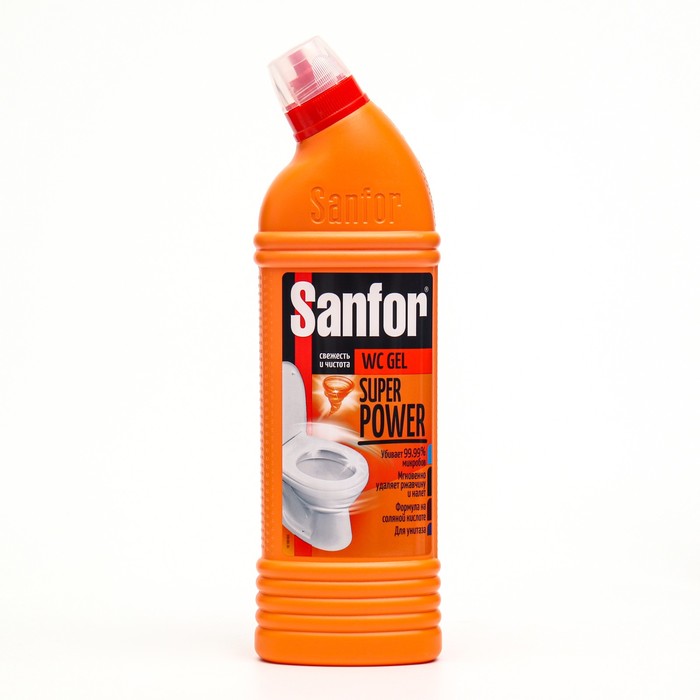 Средство чистящее для унитаза Sanfor WC gel super power, 750 мл чистящее средство для сан узлов wc gel санитарный 750 мл