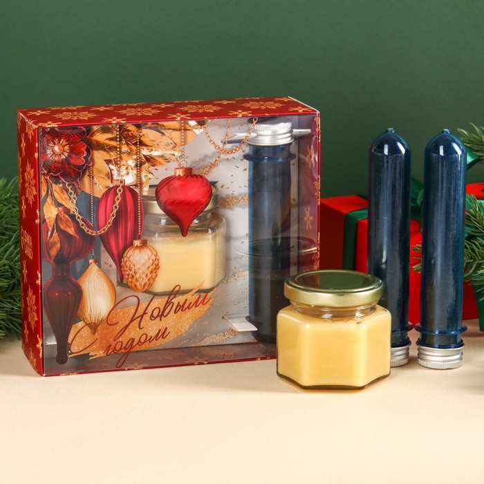 фото Подарочный набор «с новым годом!»: чай глинтвейн и с малиной 84 г., крем-мед с хлопком 120 г. фабрика счастья