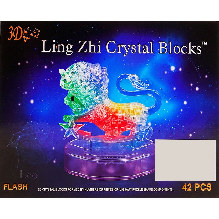 Пазл 3D кристаллический, "Знак зодиака Лев", 42 детали, световые эффекты, работает от батареек