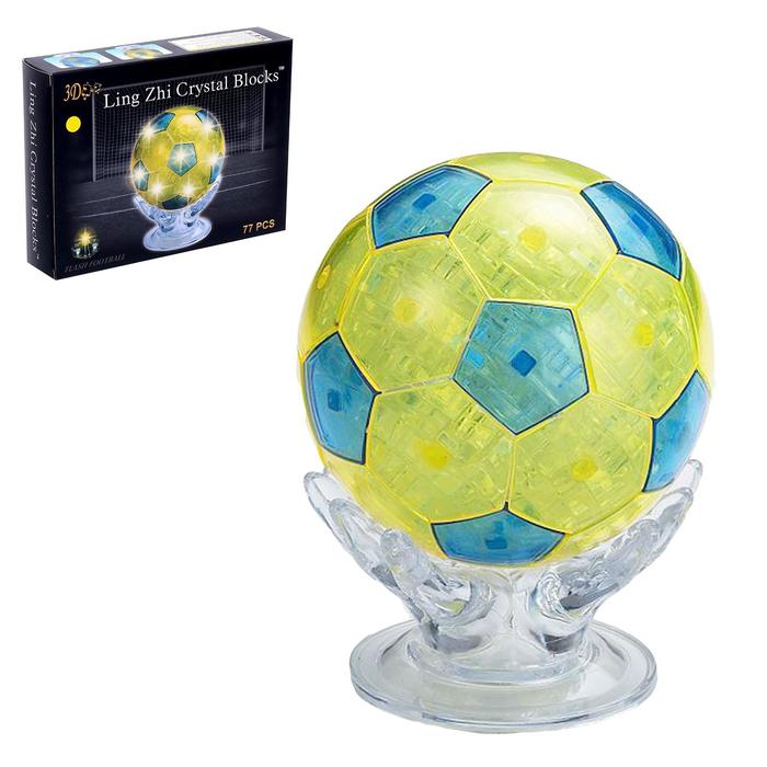 Пазл 3D кристаллический «Мяч», 77 деталей, световые эффекты, работает от батареек, МИКС пазл 3d кристаллический месяц 48 деталей световые эффекты работает от батареек микс