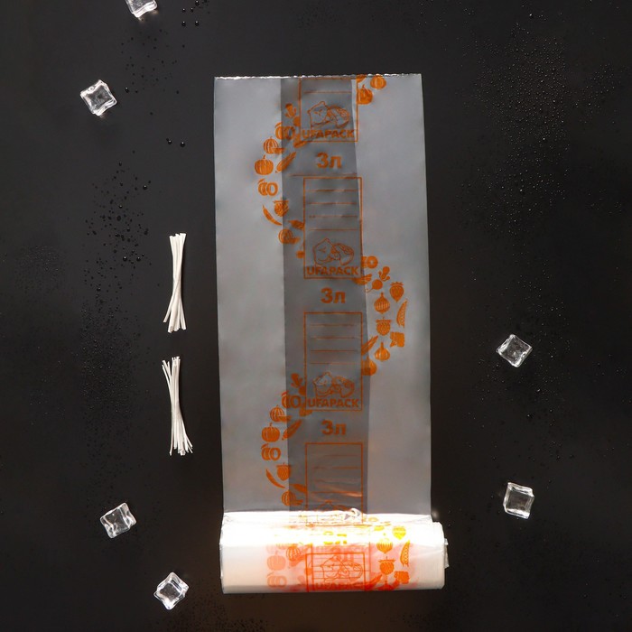 фото Пакеты для заморозки продуктов «уфа пак», 3 литра, 25×35 см, 35 шт, с клипсами ufapack