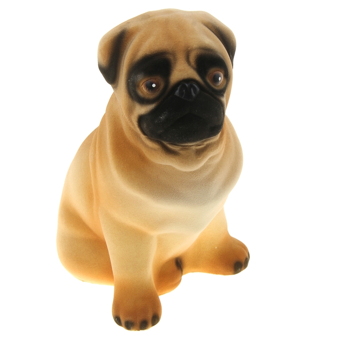 Копилка "Мопс" флок, бежевая