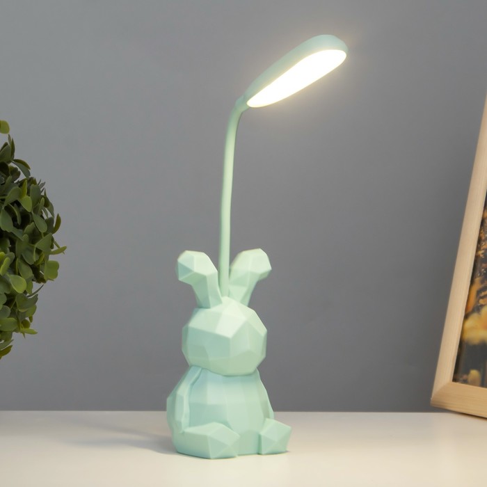 фото Настольная лампа "зайчик" led 3вт usb голубой 6,5х6,5х28 см risalux