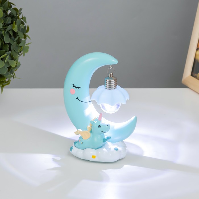Ночник "Единорог на луне" LED 1вт 6000K от батареек голубой 15х11 см 7514244