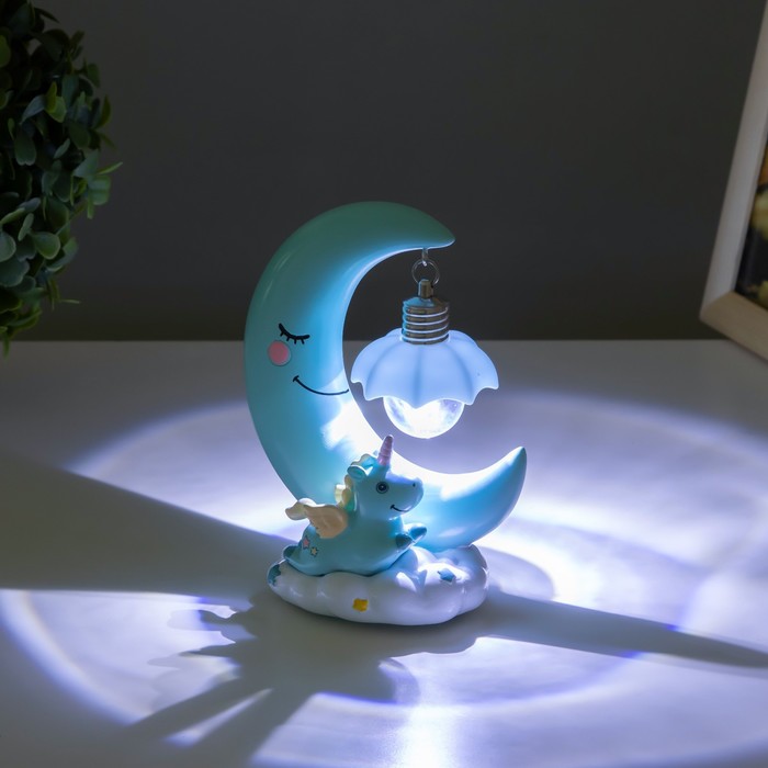 Ночник "Единорог на луне" LED 1вт 6000K от батареек голубой 15х11 см 7514244