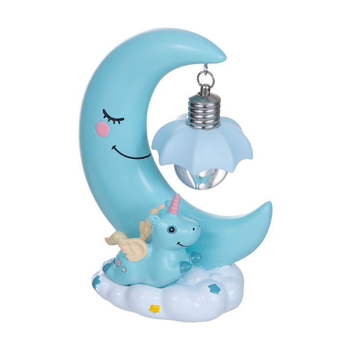 Ночник "Единорог на луне" LED 1вт 6000K от батареек голубой 15х11 см 7514244