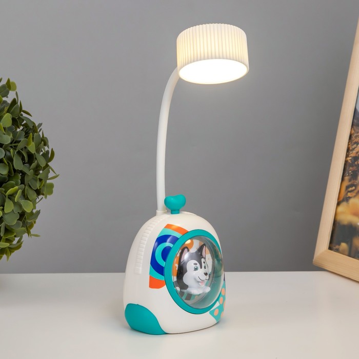 фото Настольная лампа "собачка" led 3вт usb белый 7х8х28 см risalux