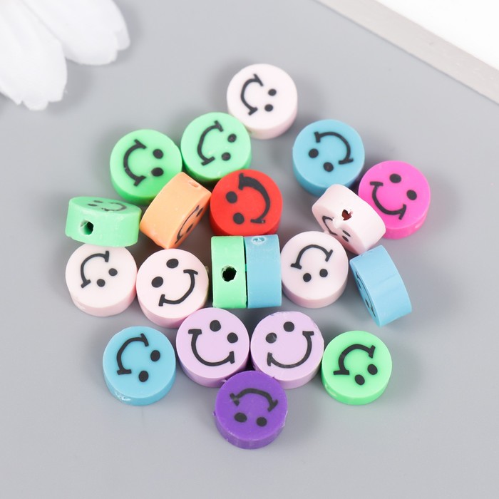 

Бусины для творчества PVC "Смайл на круге" цветные набор 20 шт 1х1х1 см