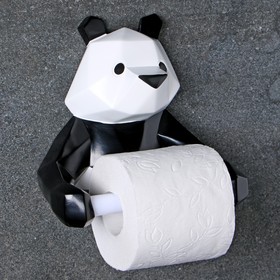 Держатель для туалетной бумаги "Полигональная панда" 19х17х12см, черно-белая