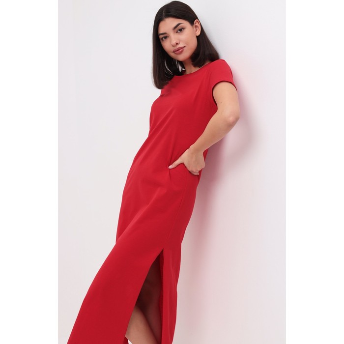 Платье женское, размер 46, цвет красный
