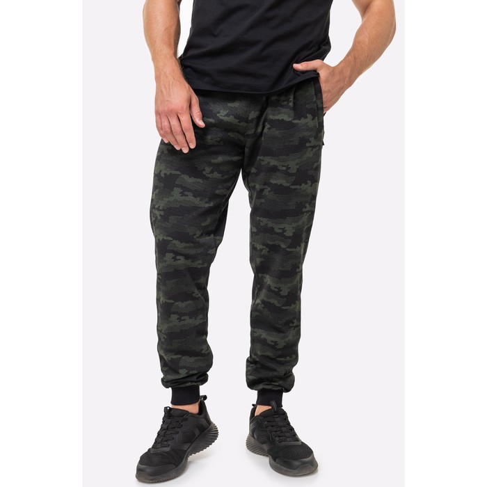 фото Брюки мужские, размер 58, цвет тёмно-зелёный, принт соты happy fox