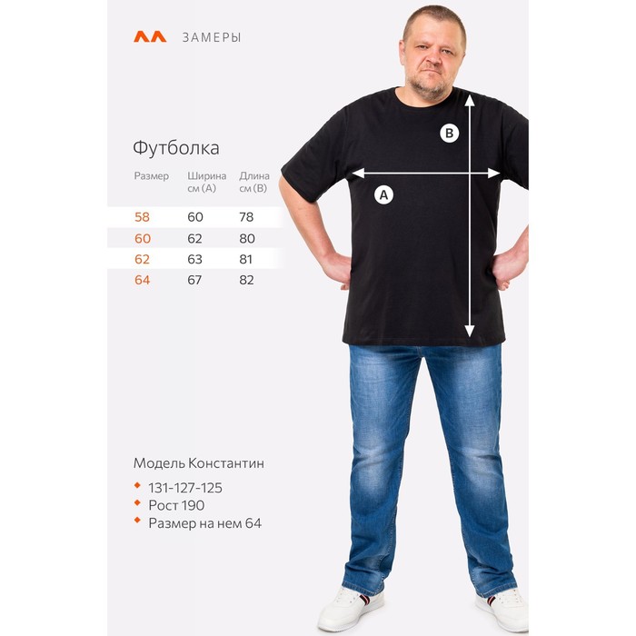 

Футболка мужская, размер 64, цвет чёрный