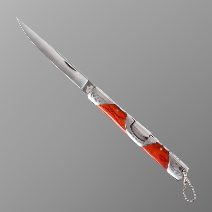 Нож складной Лис сталь - 420, рукоять - сталь/дерево, клинок - 11 см