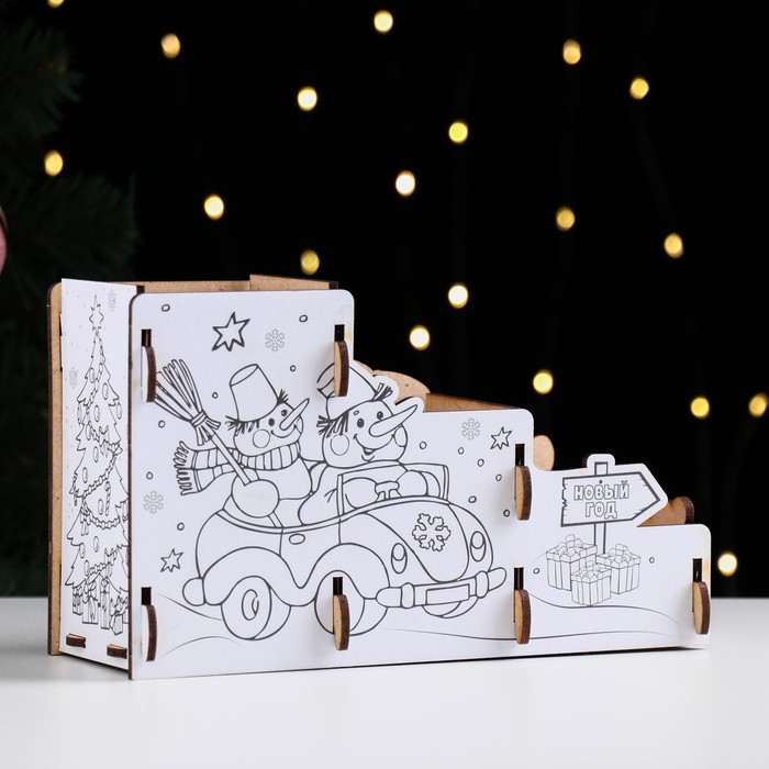 

Органайзер-раскраска новогодний для канцтоваров "Веселые снеговики" снеговики, 23x9x13 см.