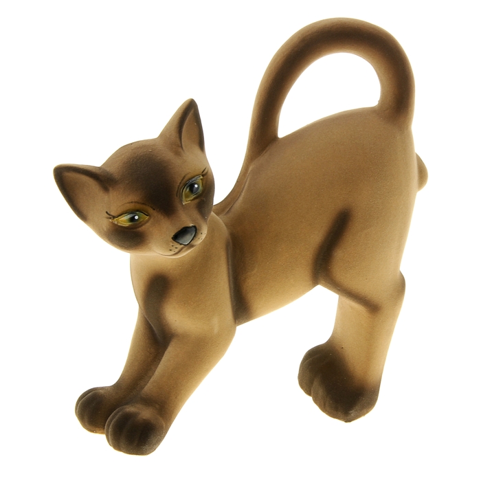 Копилка "Кот Ричард" флок, коричневая