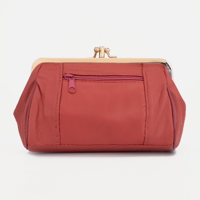 

Косметичка, 2 отдела на фермуаре, наружный карман, цвет коралловый