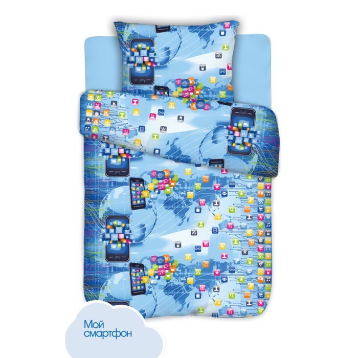 фото Кпб «мой смартфон» 1,5 сп, 150x214 см, 143x215 см, 70x70 см