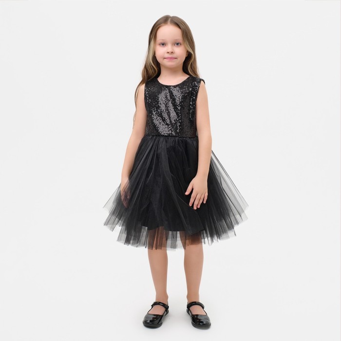 Платье для девочки с пайетками KAFTAN, размер 28 (86-92), цвет чёрный