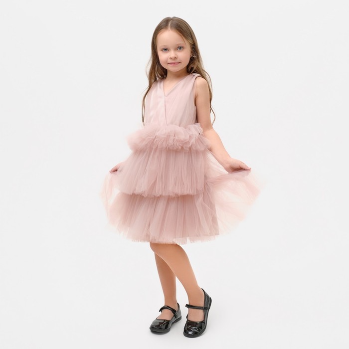 платье нарядное для девочки kaftan рост 122 128 см 34 цвет пыльно розовый Платье нарядное для девочки KAFTAN, рост 122-128 см (34), цвет пыльно-розовый
