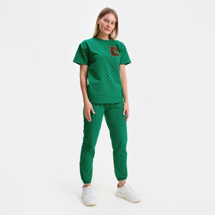 

Костюм женский (футболка, брюки), цвет зелёный, размер one size (44-48)