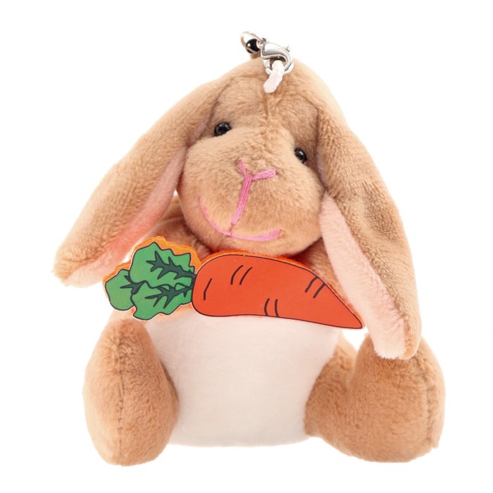 Мягкая игрушка «Кролик с морковкой», на подвеске, цвет коричневый мягкая игрушка заюша с цветком на подвеске