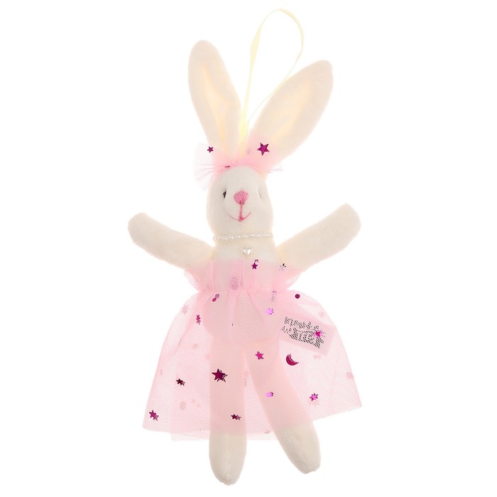 фото Мягкая игрушка «зайка в платье», цвет розовый