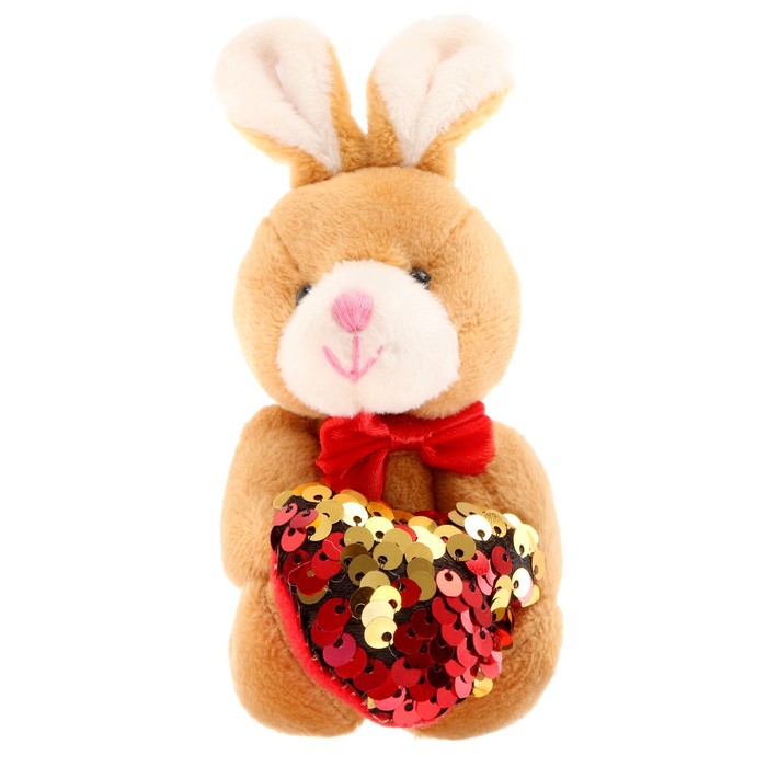 Мягкая игрушка «Зайчик с сердцем», пайетки, на подвеске мягкая игрушка заюша с цветком на подвеске