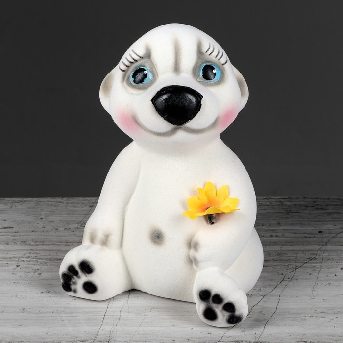 Копилка "Медвежонок Умка" белая, флок