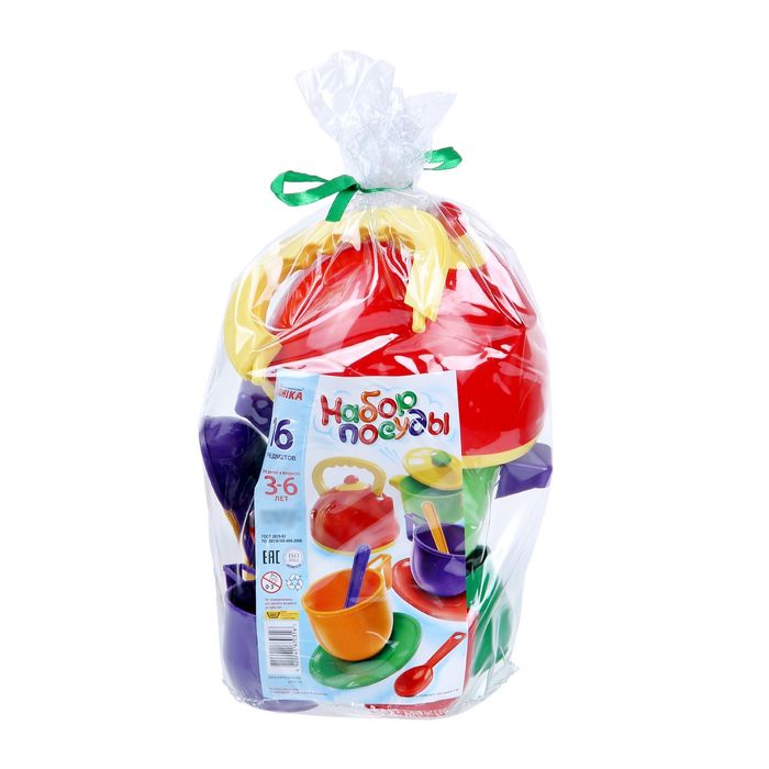 Набор посуды с чайником и кастрюлей, 16 предметов