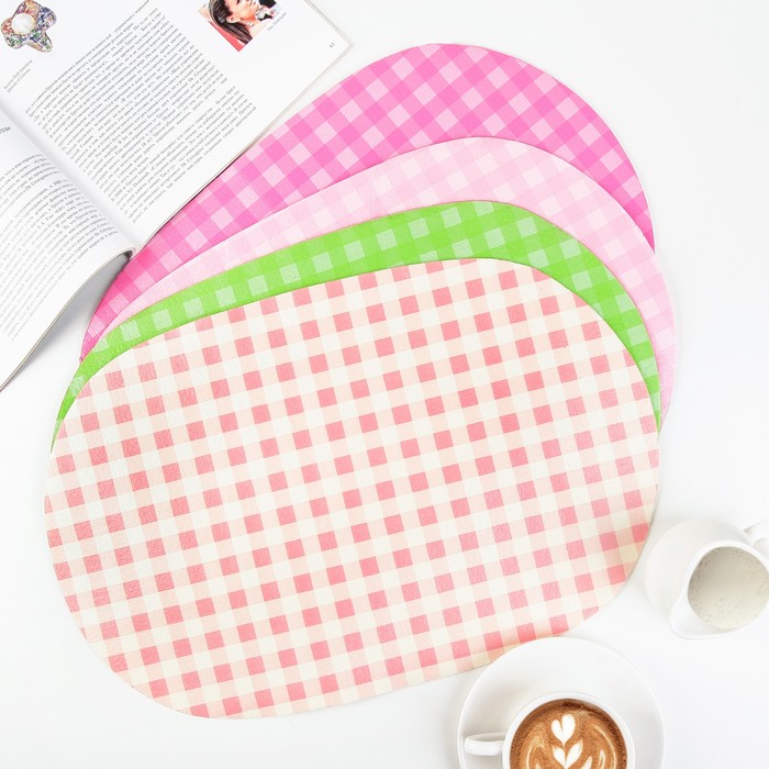 Набор салфеток на стол 29х43 см "Клетка", 2 шт, цвет МИКС