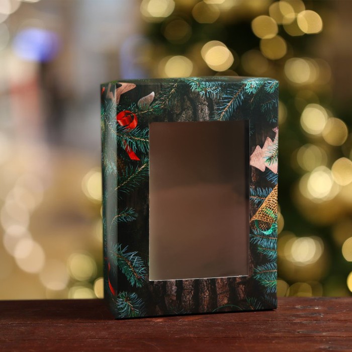 Подарочная коробка, с окном, сборная Merry Christmas, 21 х 15 х 7 см