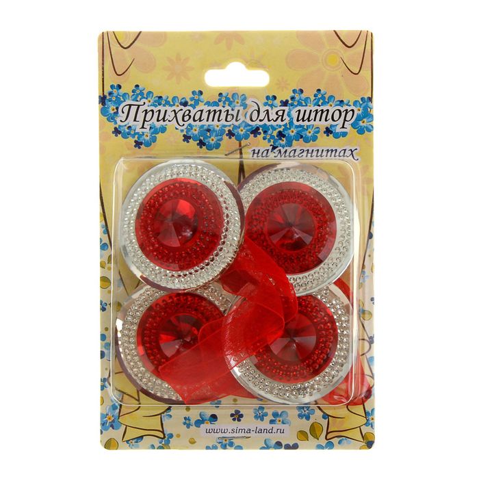 Подхват для штор на ленте "Созвездие", d=4см, набор 2шт, цвет красный