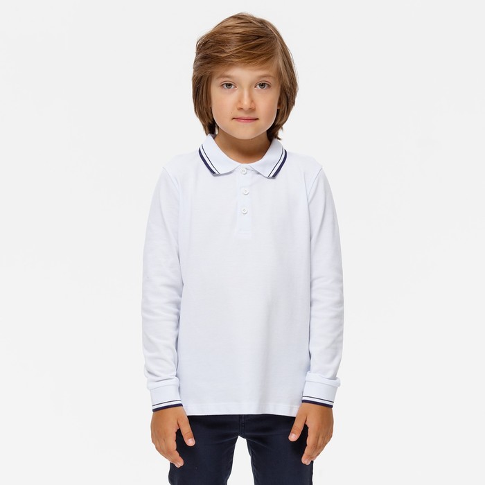 Джемпер-поло для мальчика, рост 140 см, цвет белый