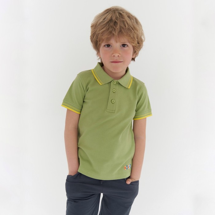 Джемпер-поло для мальчика, рост 140 см, цвет зелёный