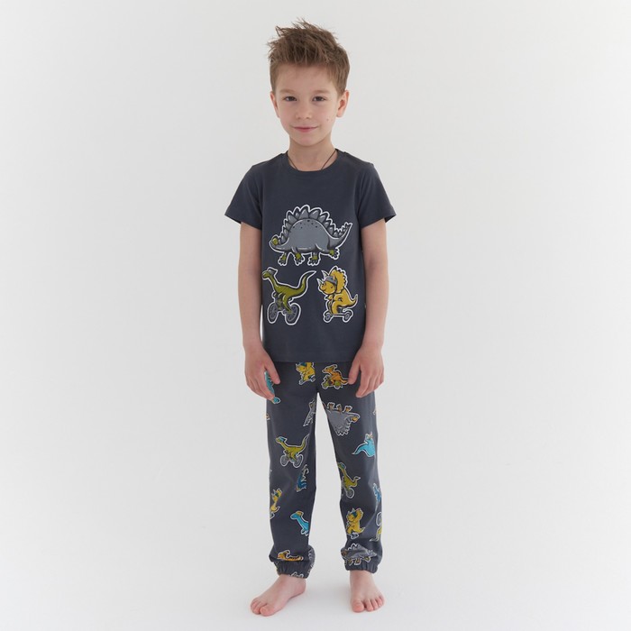 Пижама для мальчика, рост 128 см, цвет тёмно-серый