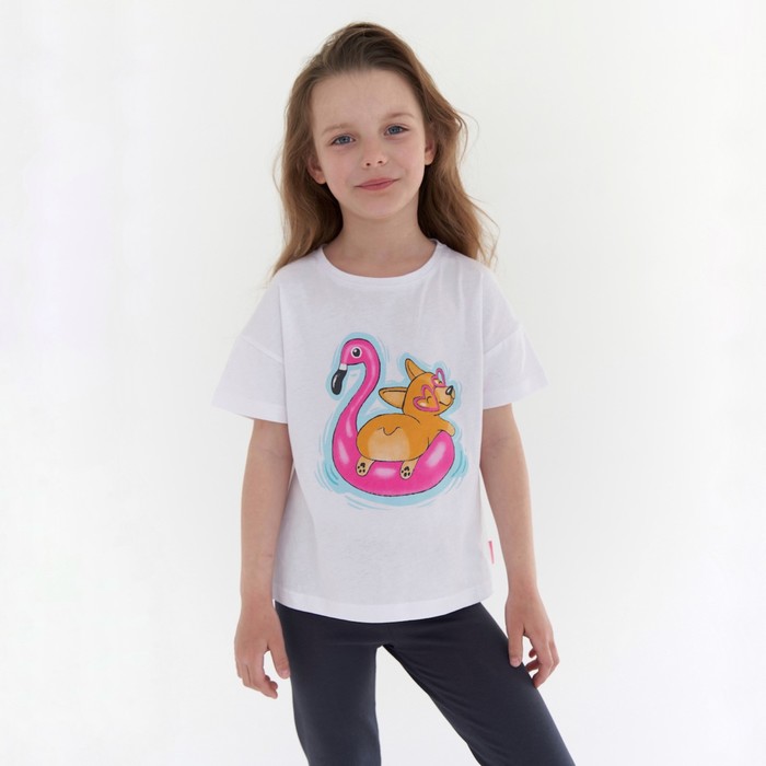 Футболка для девочки, рост 116 см, цвет белый
