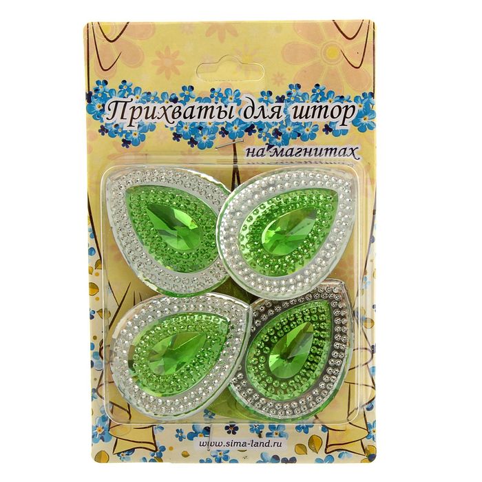 Подхват для штор на ленте "Созвездие", d=4см, набор 2шт, цвет зелёный