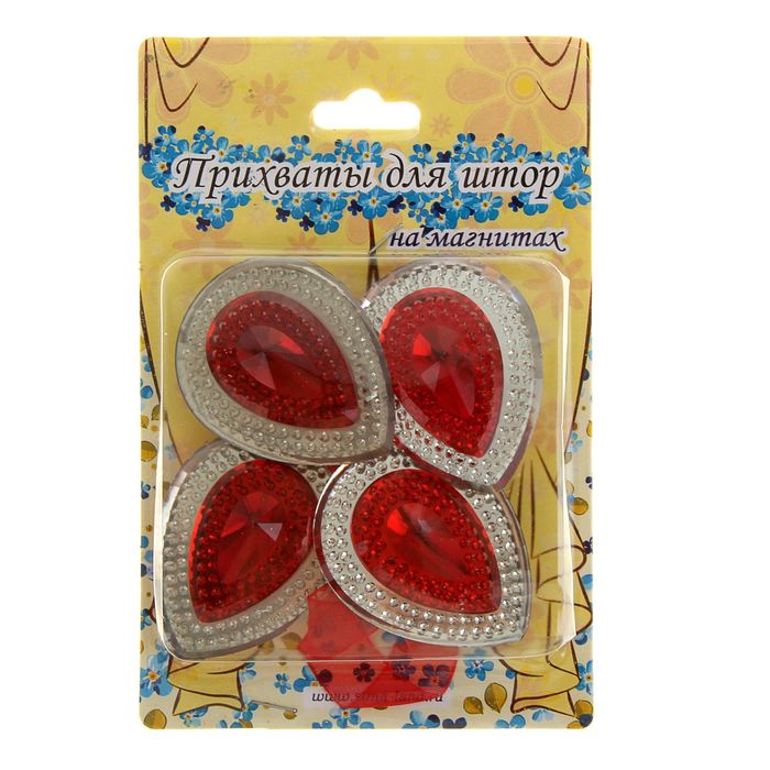 Подхват для штор на ленте "Созвездие", d=4см, набор 2шт, цвет красный