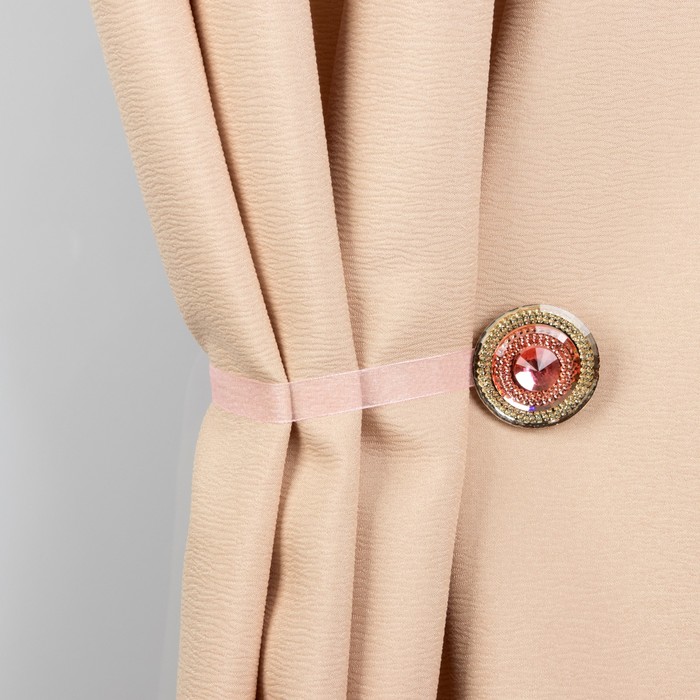 Подхват для штор на ленте "Созвездие", d=4см, набор 2шт, цвет розовый