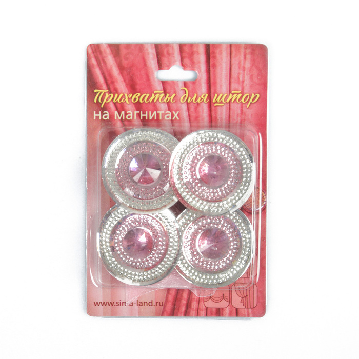 Подхват для штор на ленте "Созвездие", d=4см, набор 2шт, цвет розовый