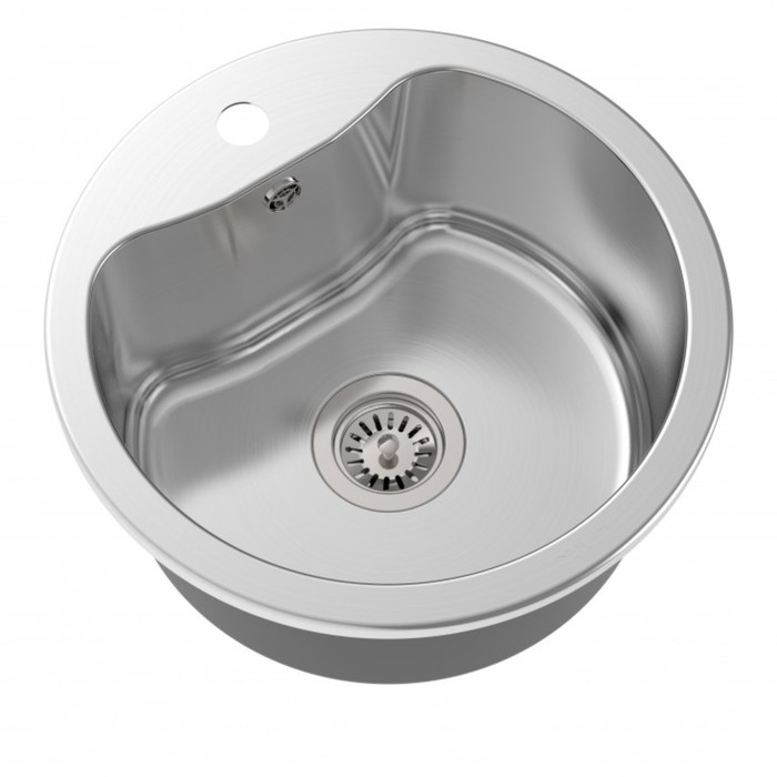 Мойка кухонная OULIN OL-357, врезная, d = 435 мм, круглая, сатин