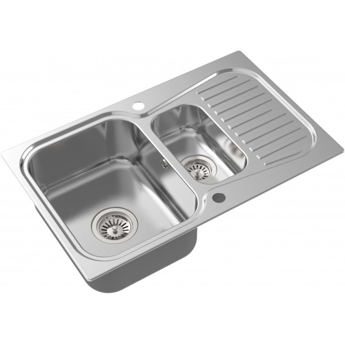 Мойка кухонная OULIN OL-359S, врезная, 800х500х215 мм, прямоугольная, двойная, сатин