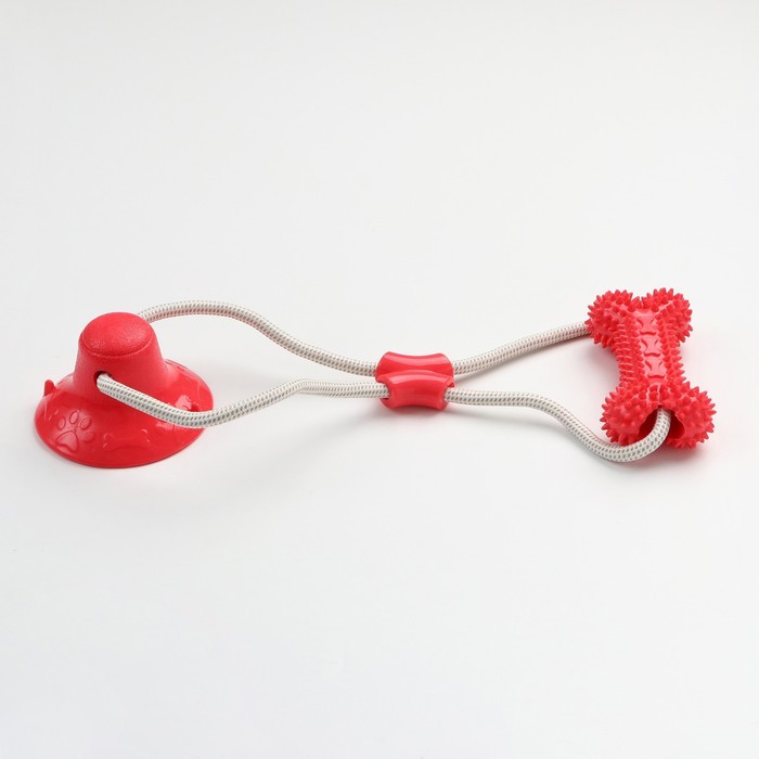 Игрушка для собак "Кость на присоске", 40 см, красная